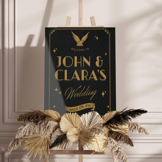 Gatsby Themed Black Wedding Welcome Sign