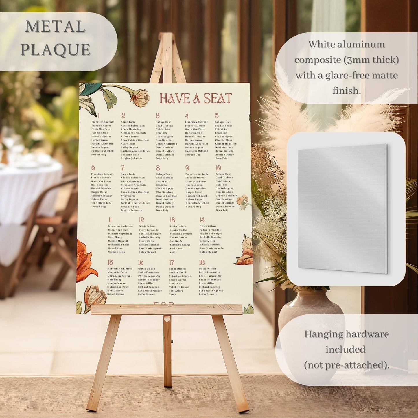 Vintage Floral Personalized Wedding Seating Chart