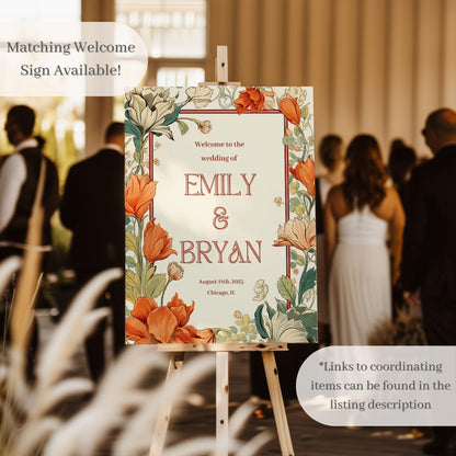 Vintage Floral Personalized Wedding Seating Chart