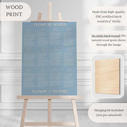 Blue Vintage Scroll Wedding Seating Chart