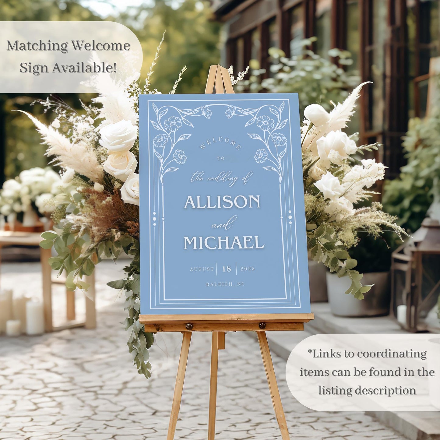 Blue Vintage Scroll Wedding Seating Chart