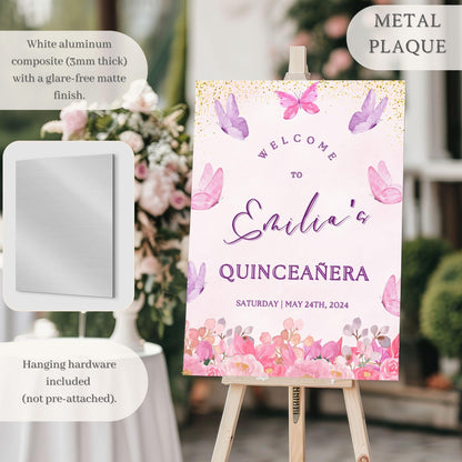 Butterfly Garden Quinceañera Welcome Sign