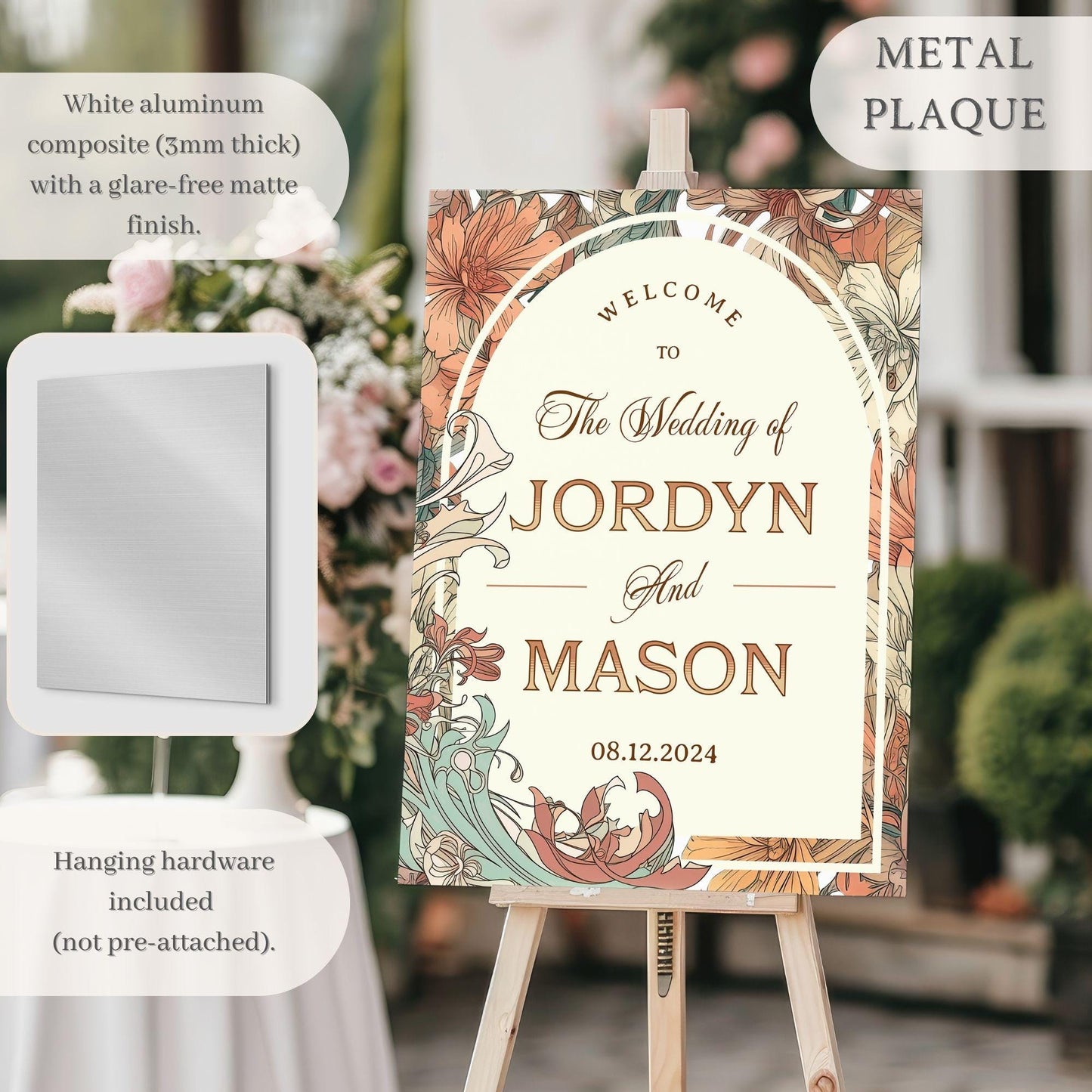 Art Deco Floral Wedding Welcome Sign