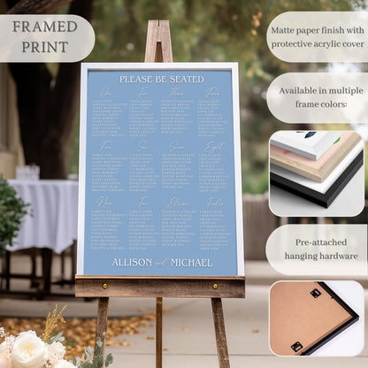 Blue Vintage Scroll Wedding Seating Chart