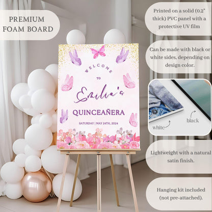 Butterfly Garden Quinceañera Welcome Sign