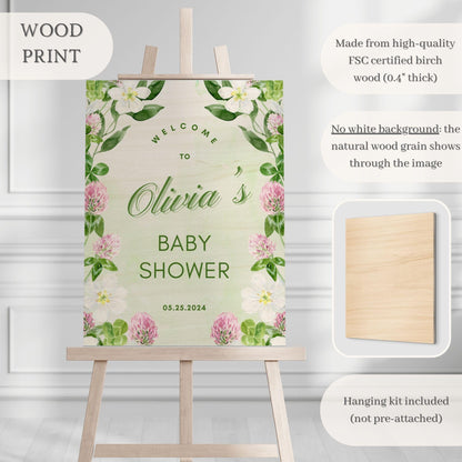 Green and Pink Floral Baby Shower Welcome Sign - Magnolia Dane Co.