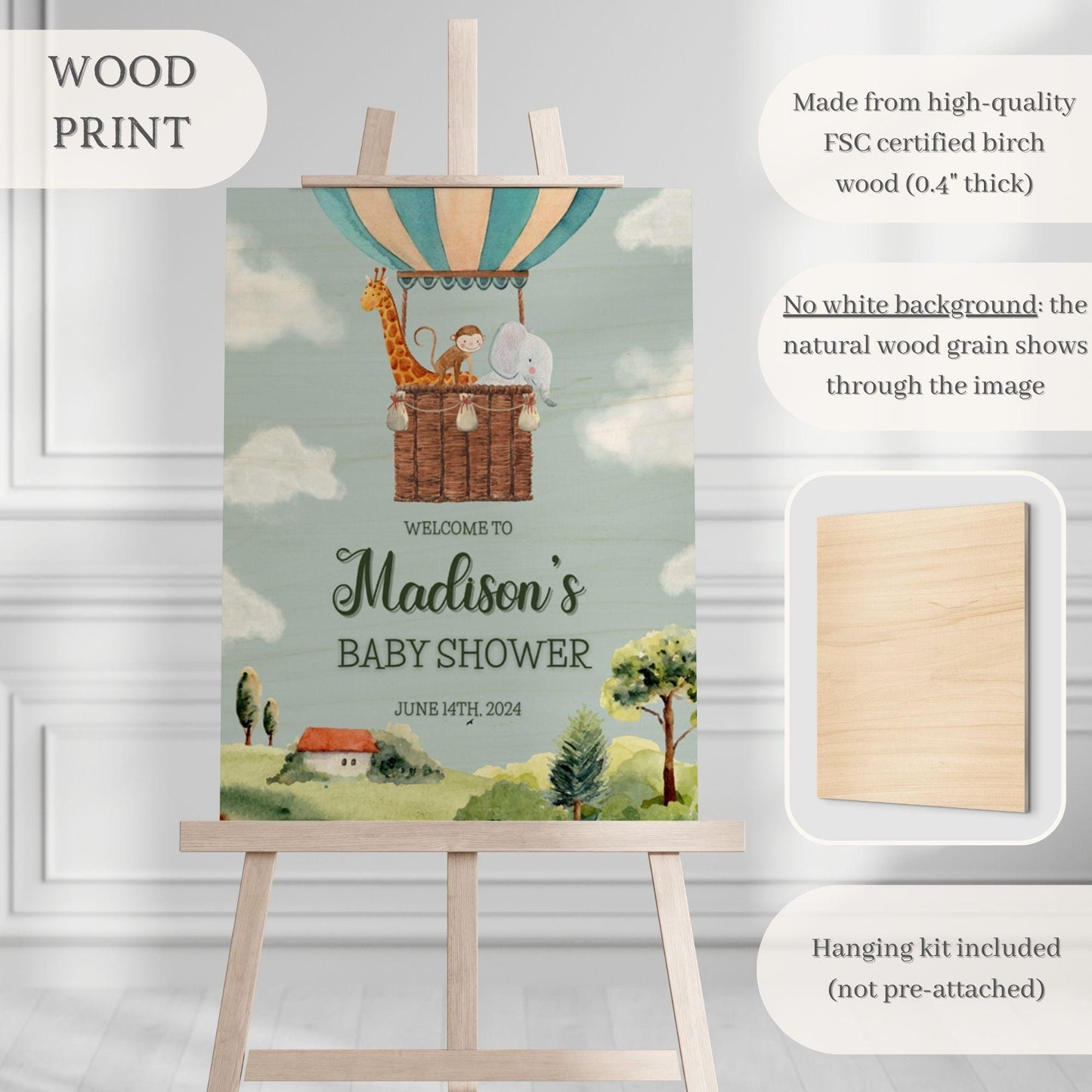 Hot Air Balloon Baby Shower Welcome Sign