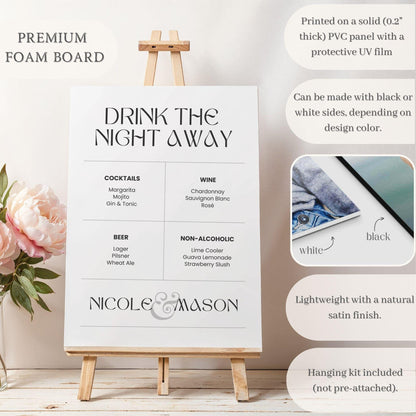 Minimalist Signature Drink Wedding Bar Menu Sign