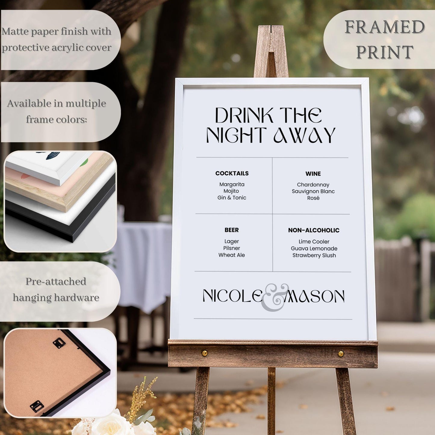 Minimalist Signature Drink Wedding Bar Menu Sign