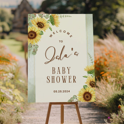 Sunflower Baby Shower Welcome Sign