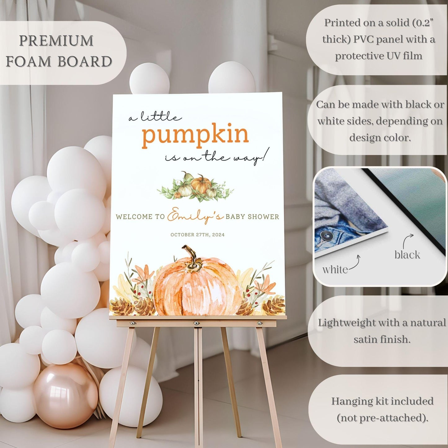 Little Pumpkin Baby Shower Welcome Sign - Magnolia Dane Co.