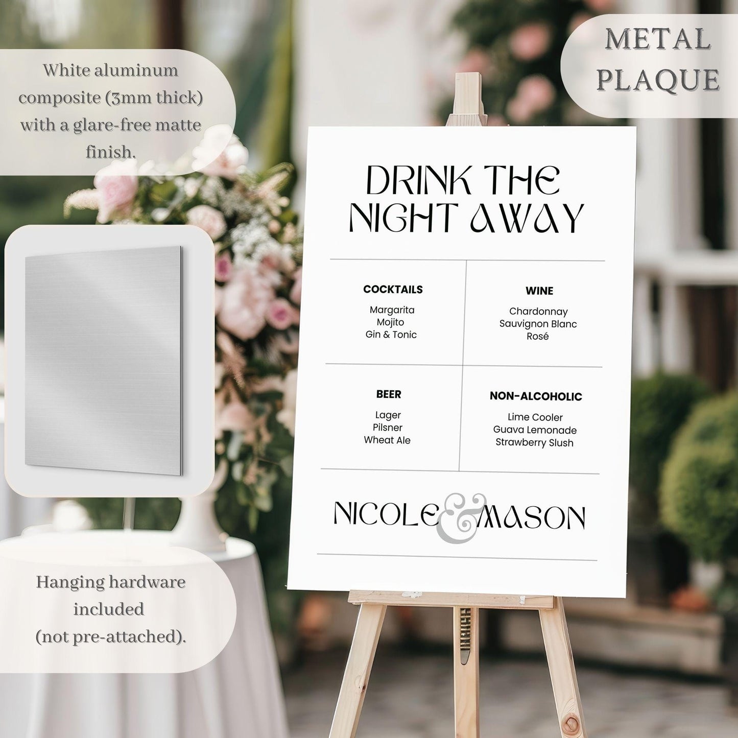 Minimalist Signature Drink Wedding Bar Menu Sign