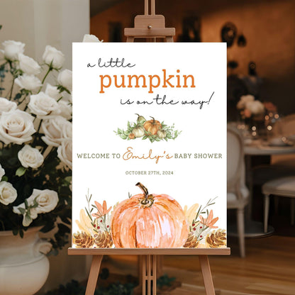 Little Pumpkin Baby Shower Welcome Sign - Magnolia Dane Co.